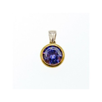 925 Sterling Silver with Gilding Tanzanite & CZ Set Ring Size 6.5