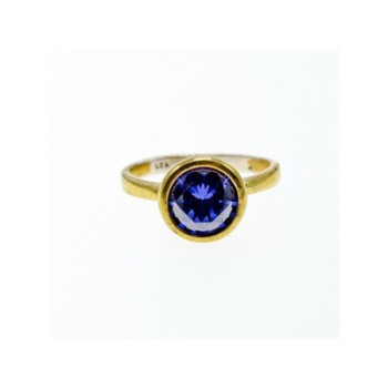 925 Sterling Silver with Gilding Tanzanite & CZ Set Ring Size 6.5