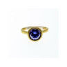 925 Sterling Silver with Gilding Tanzanite & CZ Set Ring Size 6.5
