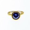 925 Sterling Silver with Gilding Tanzanite & CZ Set Ring Size 6.5