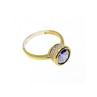 925 Sterling Silver with Gilding Tanzanite & CZ Set Ring Size 6.5