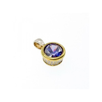 925 Sterling Silver with Gilding Tanzanite & CZ Set Ring Size 8.5