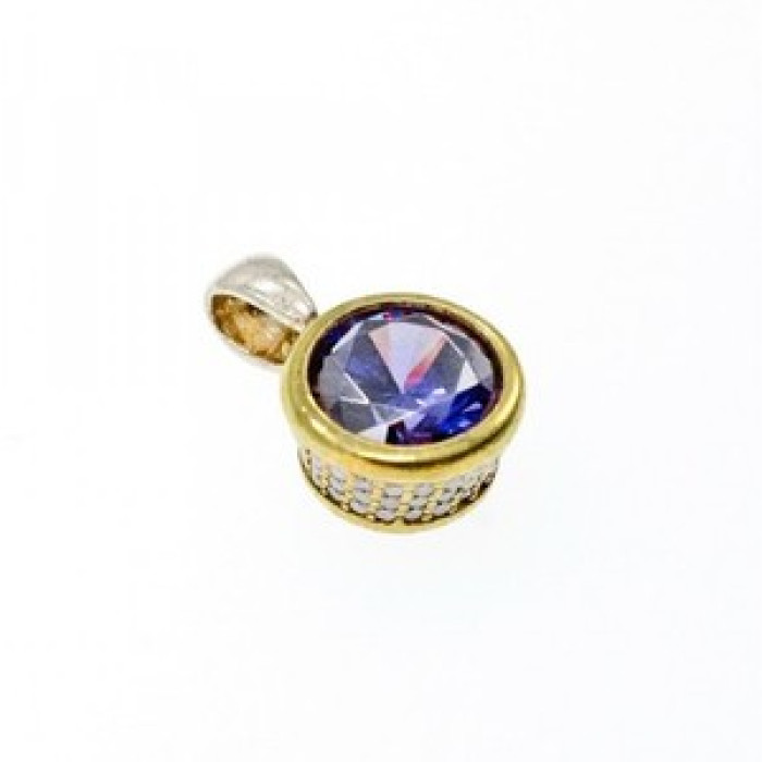 925 Sterling Silver with Gilding Tanzanite & CZ Set Ring Size 8.5