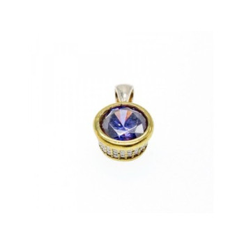 925 Sterling Silver with Gilding Tanzanite & CZ Set Ring Size 8.5