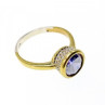 925 Sterling Silver with Gilding Tanzanite & CZ Set Ring Size 8.5