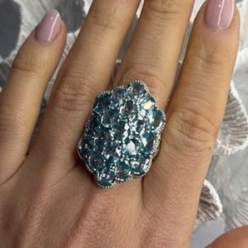 Djoy Glamorous 925 Sterling Silver Blue Topaz Ring Size 9