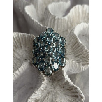 Djoy Glamorous 925 Sterling Silver Blue Topaz Ring Size 9