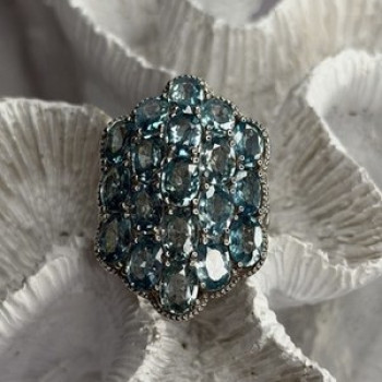 Djoy Glamorous 925 Sterling Silver Blue Topaz Ring Size 9