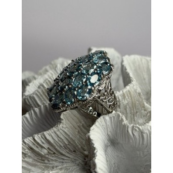 Djoy Glamorous 925 Sterling Silver Blue Topaz Ring Size 9