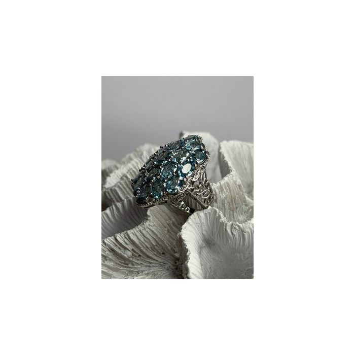 Djoy Glamorous 925 Sterling Silver Blue Topaz Ring Size 9