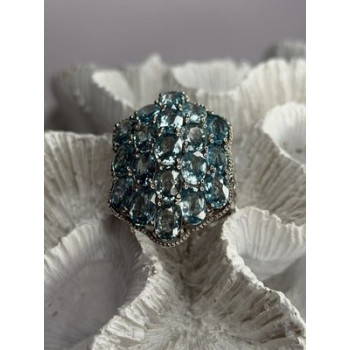 Djoy Glamorous 925 Sterling Silver Blue Topaz Ring Size 9