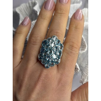 Djoy Glamorous 925 Sterling Silver Blue Topaz Ring Size 9