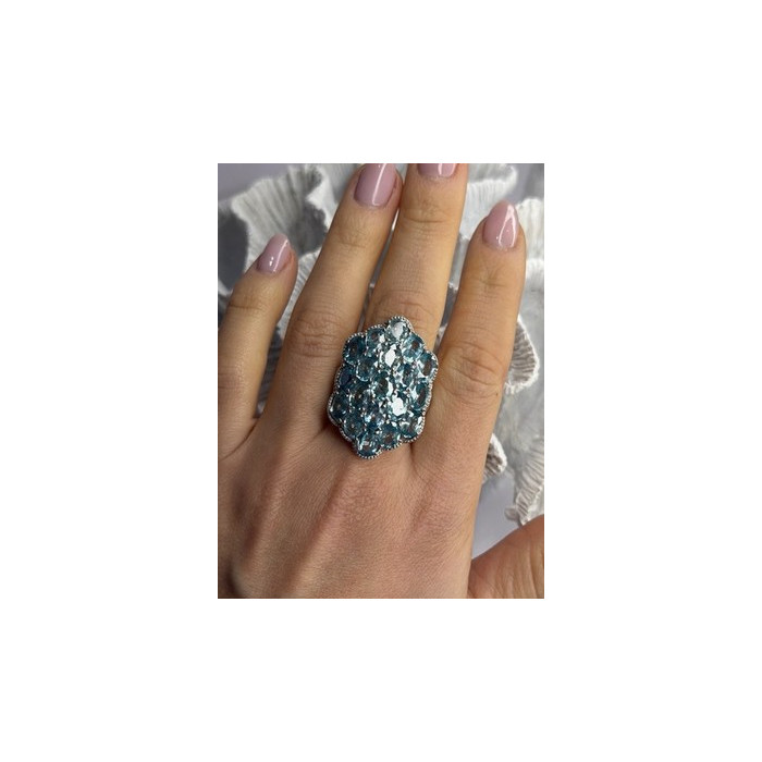 Djoy Glamorous 925 Sterling Silver Blue Topaz Ring Size 9