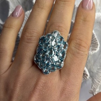 Djoy Glamorous 925 Sterling Silver Blue Topaz Ring Size 9
