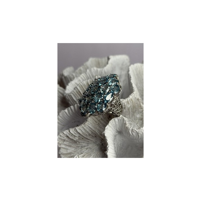 Djoy Glamorous 925 Sterling Silver Blue Topaz Ring Size 9