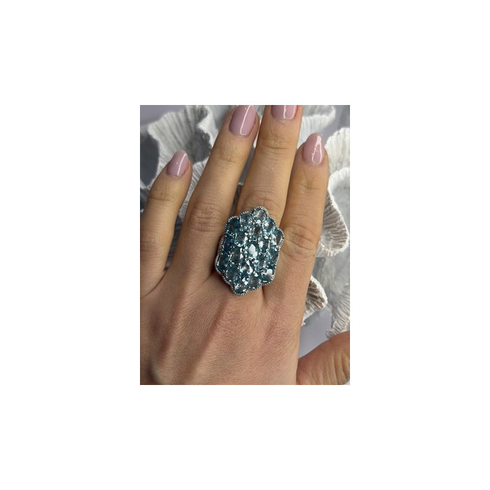 Djoy Glamorous 925 Sterling Silver Blue Topaz Ring Size 9
