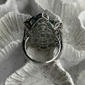Djoy Glamorous 925 Sterling Silver Blue Topaz Ring Size 9