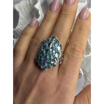 Djoy Glamorous 925 Sterling Silver Blue Topaz Ring Size 9