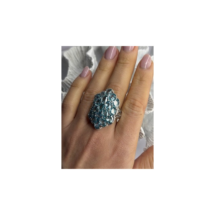Djoy Glamorous 925 Sterling Silver Blue Topaz Ring Size 9