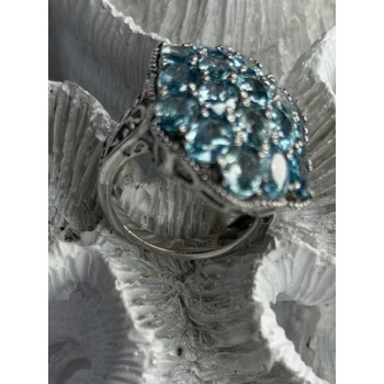 Djoy Glamorous 925 Sterling Silver Blue Topaz Ring Size 9