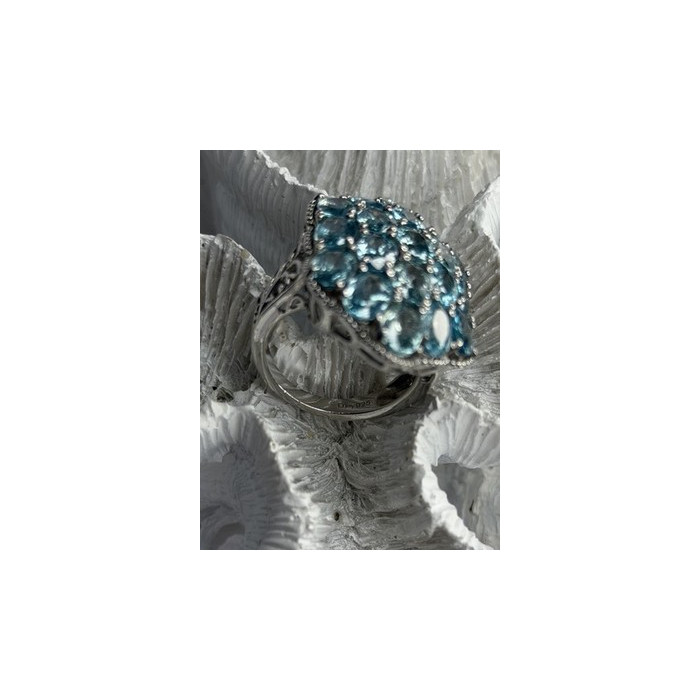 Djoy Glamorous 925 Sterling Silver Blue Topaz Ring Size 9