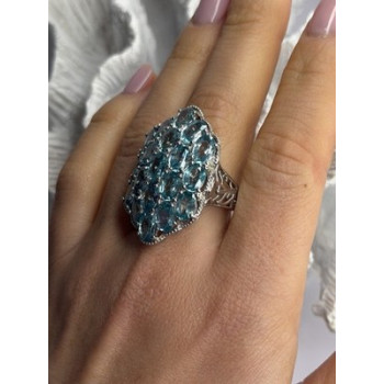 Djoy Glamorous 925 Sterling Silver Blue Topaz Ring Size 9