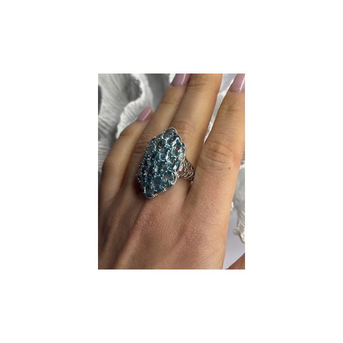 Djoy Glamorous 925 Sterling Silver Blue Topaz Ring Size 9