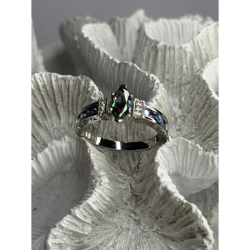 925 Sterling Silver Mystic Topaz Blue Topaz Amethyst Beryl Ring Size 10.5