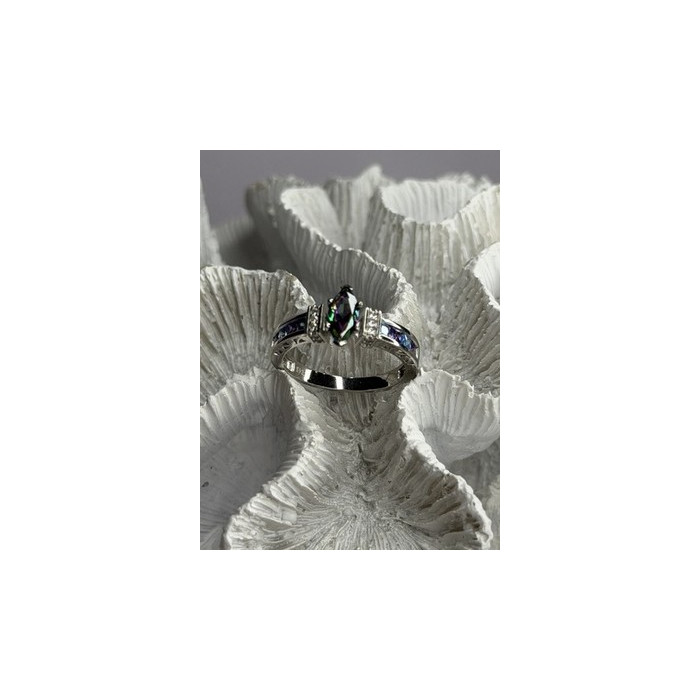 925 Sterling Silver Mystic Topaz Blue Topaz Amethyst Beryl Ring Size 10.5