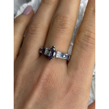 925 Sterling Silver Mystic Topaz Blue Topaz Amethyst Beryl Ring Size 10.5