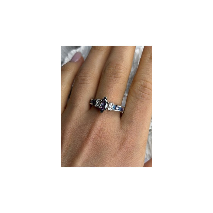 925 Sterling Silver Mystic Topaz Blue Topaz Amethyst Beryl Ring Size 10.5