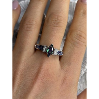 925 Sterling Silver Mystic Topaz Blue Topaz Amethyst Beryl Ring Size 10.5