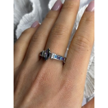 925 Sterling Silver Mystic Topaz Blue Topaz Amethyst Beryl Ring Size 10.5