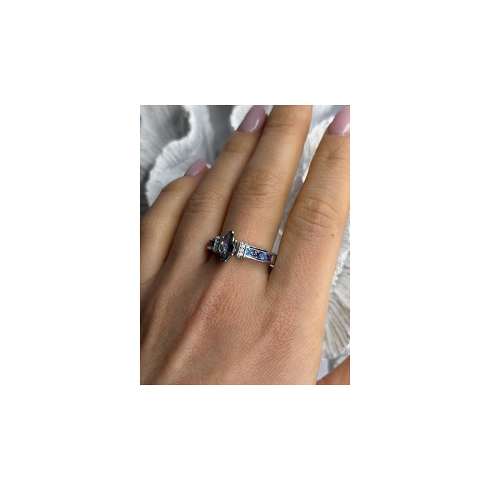 925 Sterling Silver Mystic Topaz Blue Topaz Amethyst Beryl Ring Size 10.5