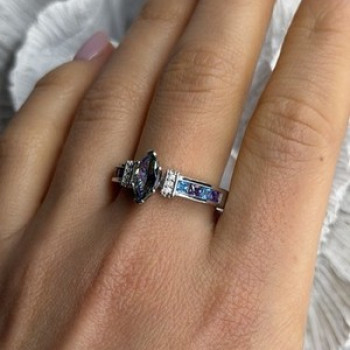 925 Sterling Silver Mystic Topaz Blue Topaz Amethyst Beryl Ring Size 10.5