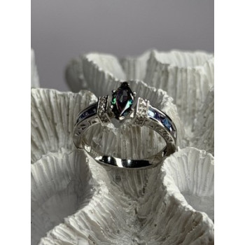 925 Sterling Silver Mystic Topaz Blue Topaz Amethyst Beryl Ring Size 10.5