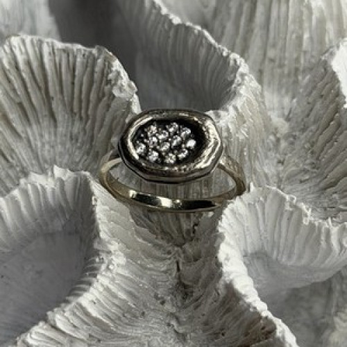 Unique Design 925 Sterling Silver Cz Ring Size 8