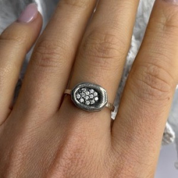 Unique Design 925 Sterling Silver Cz Ring Size 8