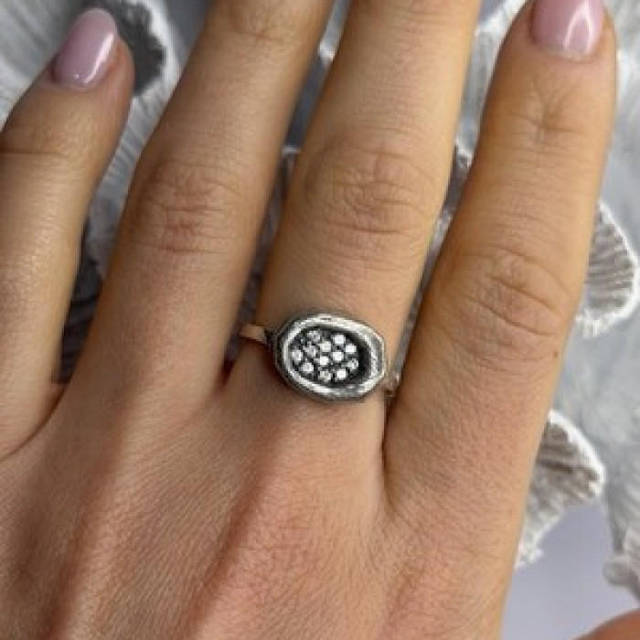 Unique Design 925 Sterling Silver Cz Ring Size 8