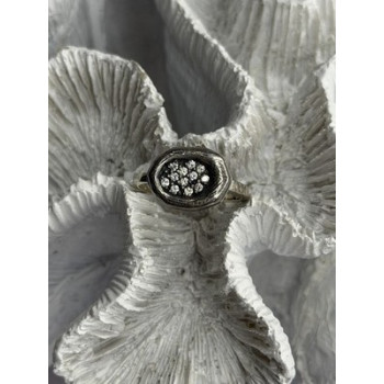 Unique Design 925 Sterling Silver Cz Ring Size 8