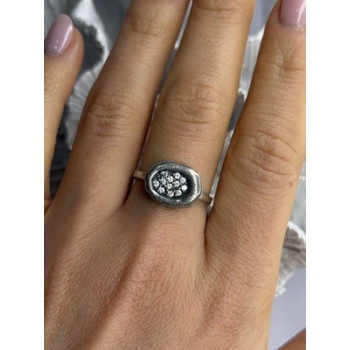 Unique Design 925 Sterling Silver Cz Ring Size 8