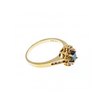 14K YELLOW GOLD DARK BLUE SPINEL & DIAMONDS RING SIZE 5.5