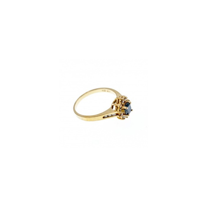 14K YELLOW GOLD DARK BLUE SPINEL & DIAMONDS RING SIZE 5.5