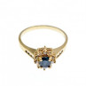14K Yellow Gold Dark Blue Spinel & Diamonds Ring Size 5.5
