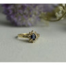 14K Yellow Gold Dark Blue Spinel & Diamonds Ring Size 5.5
