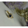 14K Yellow Gold Dark Blue Spinel & Diamonds Ring Size 5.5