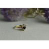 14K YELLOW GOLD DARK BLUE SPINEL & DIAMONDS RING SIZE 5.5