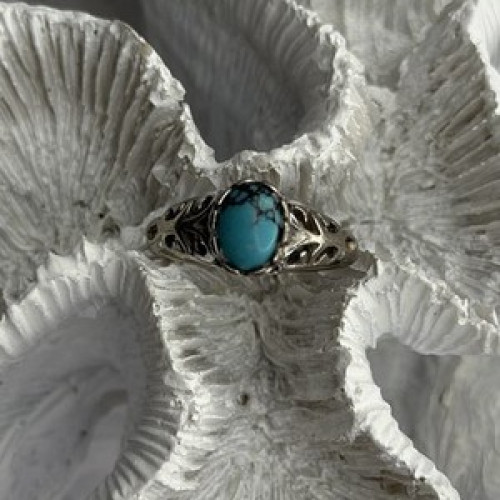 Vintage 925 Sterling Silver Turquoise Ring Size 7