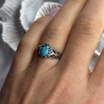 Vintage 925 Sterling Silver Turquoise Ring Size 7