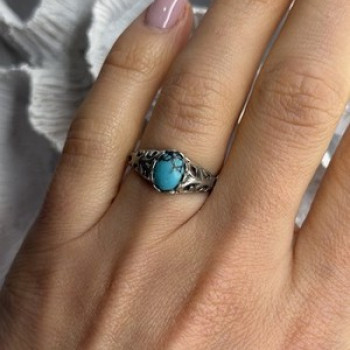 Vintage 925 Sterling Silver Turquoise Ring Size 7